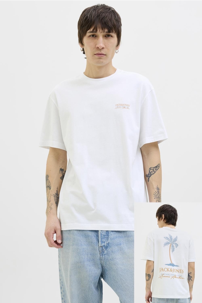 JJSUMMER VIBES TEE SS CREW NECK 12269372 WHITE